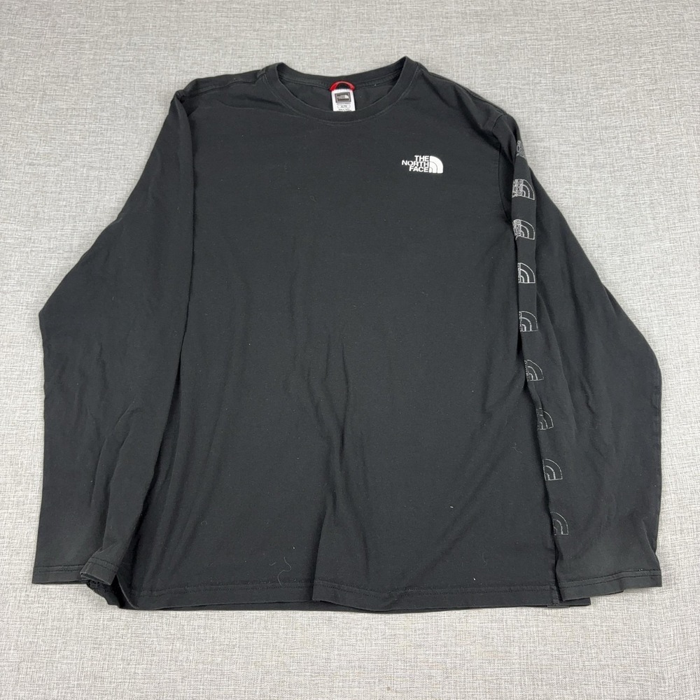 The North Face Shirt Mens XL Black‎ Long Sleeve Logo Graphic Tee Arm Print